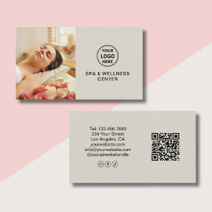Carte De Visite Centre de bien-être Spa QR photo logo personnalisé