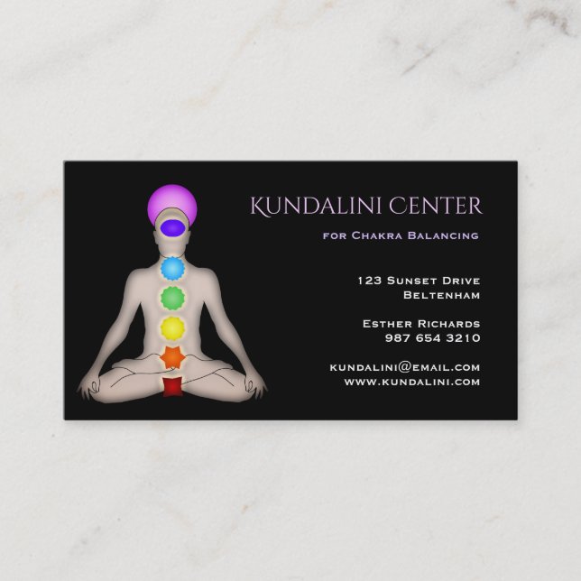 Carte De Visite Centre de Kundalini pour l'équilibrage de Chakra (Devant)