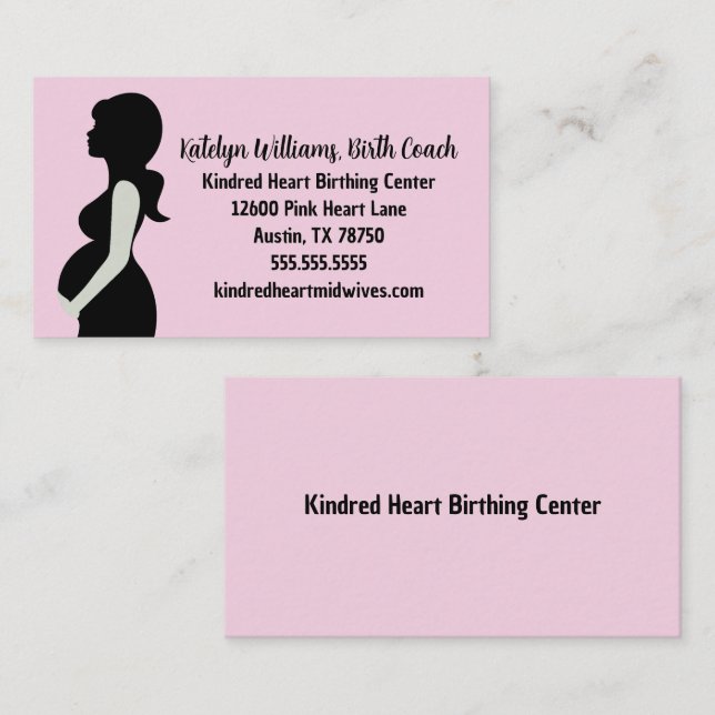 Carte De Visite Centre de naissance rose Coach de maternité Doula (Devant / Derrière)