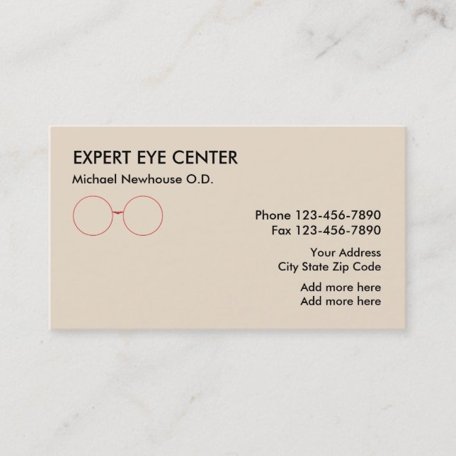Carte De Visite Centre d'optométrie (Devant)
