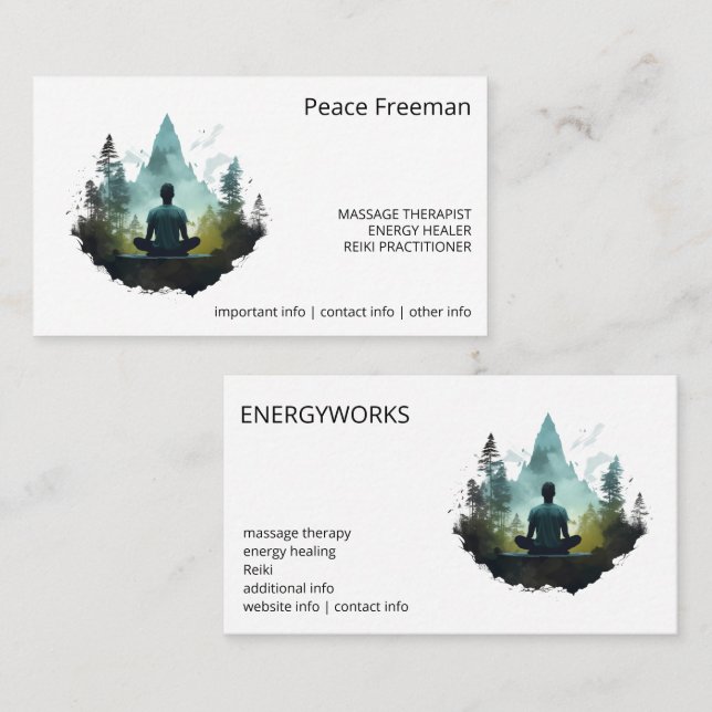 Carte De Visite Centre Intérieur | Méditation en Forêt (Devant / Derrière)