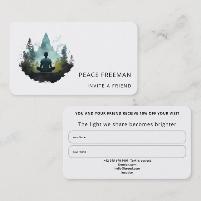 Carte De Visite Centre Intérieur | Méditation en Forêt (Devant / Derrière)
