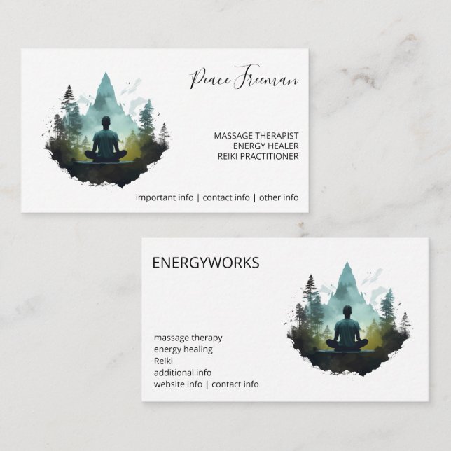 Carte De Visite Centre Intérieur | Méditation en Forêt (Devant / Derrière)
