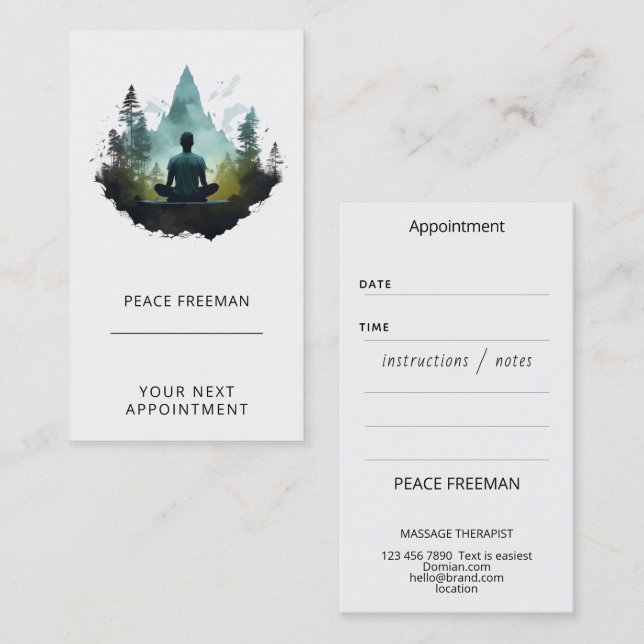 Carte De Visite Centre Intérieur | Méditation en Forêt (Devant / Derrière)