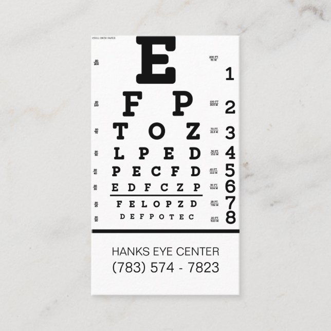 Carte De Visite Centre oculaire Vision Ophtalmologue Opticien (Devant)
