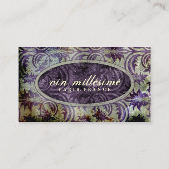 Carte De Visite Centre plus foncé pourpre d'or de Vin Millésimé de (Devant)