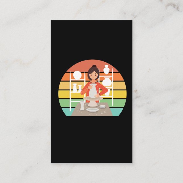 Carte De Visite Céramique Kiln, femme de la poterie rétro (Devant)
