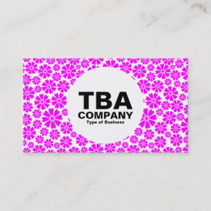 Carte De Visite Cercle - 8 Pétales - Magenta sur Blanc