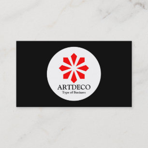 Carte De Visite Cercle - Art Déco - Rouge et Noir