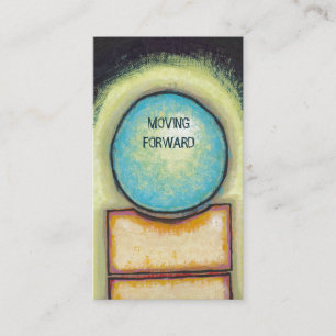 Carte De Visite Cercle bleu d'amusement d'art abstrait peignant