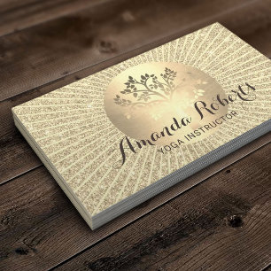 Carte De Visite Cercle d'arbre d'or d'instructeur de yoga