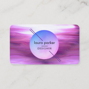 Carte De Visite Cercle de lune violet moderne Vagues d'aquarelle