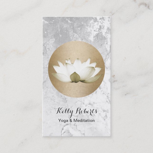 Carte De Visite Cercle et Lotus d'or de professeur de yoga et de (Devant)