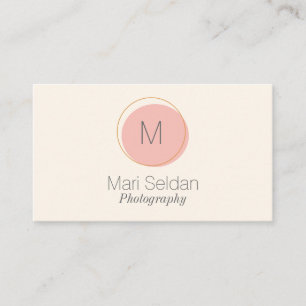 Carte De Visite Cercle monogramme minimaliste en rose et crème