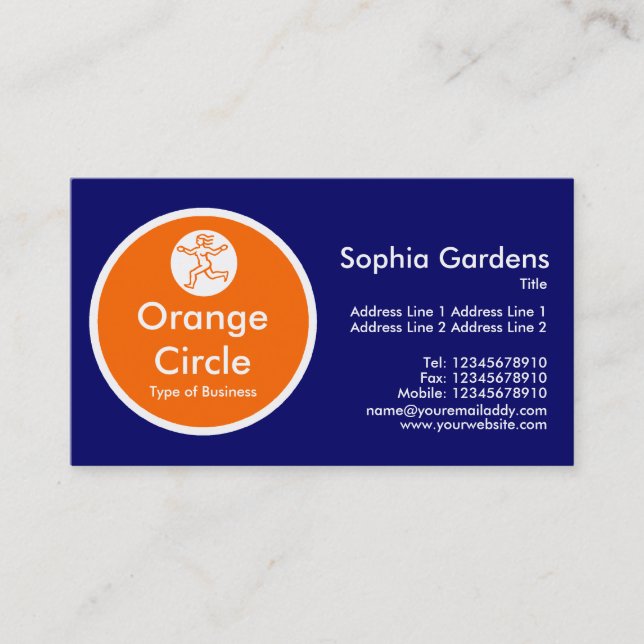 Carte De Visite Cercle orange - bleu foncé (Devant)