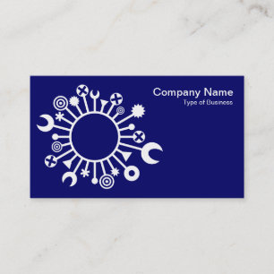 Carte De Visite Cercle polyvalent - Blanc sur Marine profonde