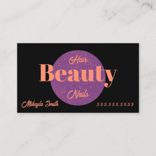 Carte De Visite Cercle violet sur Black Beauty Style ongles de che