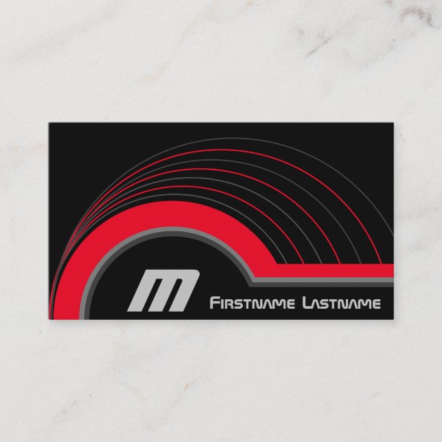 Carte De Visite Cercles Abstraits gris rouge nuances élégant noir (Devant)