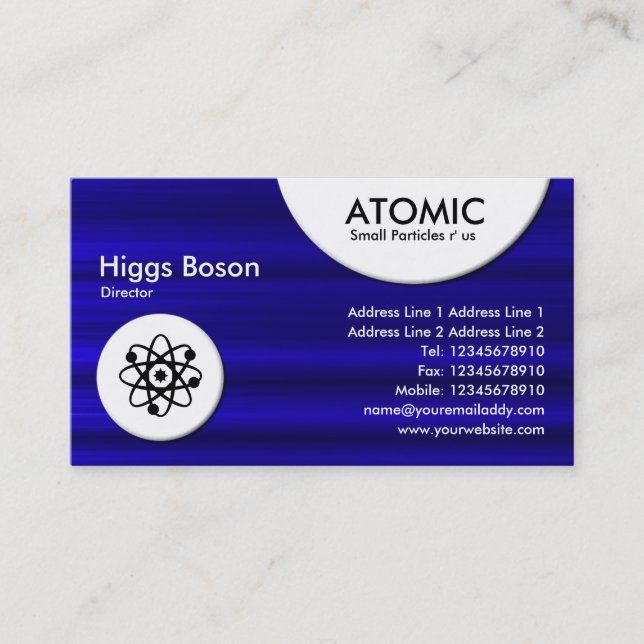 Carte De Visite Cercles atomiques - Texture brodée bleue (Devant)
