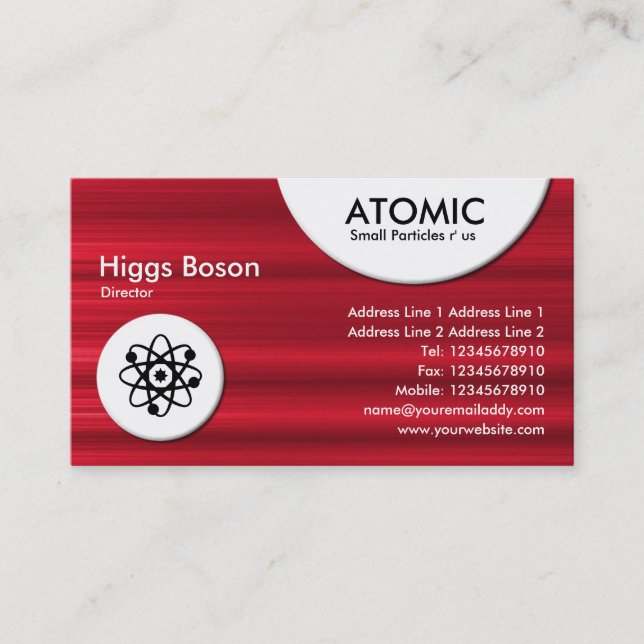 Carte De Visite Cercles atomiques - Texture brodée rouge (Devant)