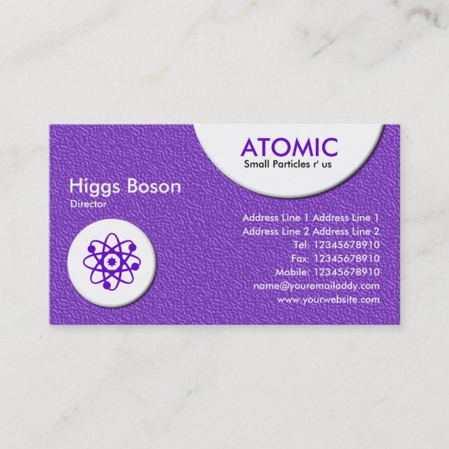 Carte De Visite Cercles atomiques - Violet Texte Embossé (Devant)
