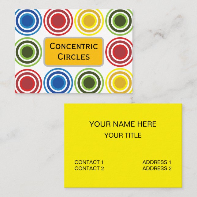 Carte De Visite Cercles concentriques colorés  (Devant / Derrière)