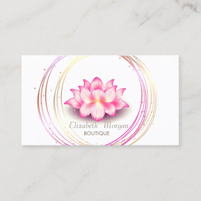 Carte De Visite Cercles de Lotus d'Or Professionnels (Devant)