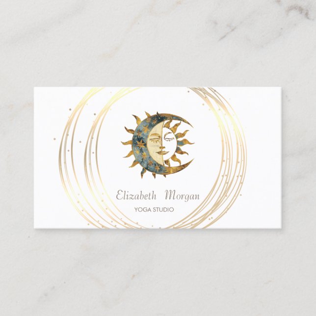 Carte De Visite Cercles de Lune Soleil Or Professionnels  (Devant)