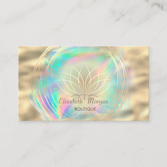 Carte De Visite Cercles d'or moderne Lotus Holographic Inc (Devant)