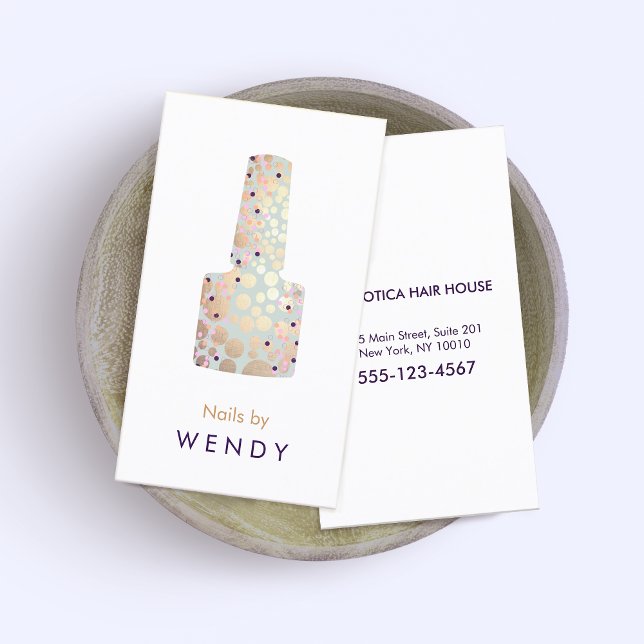 Carte De Visite Cercles d'or Polonais Bouteille Salon Manicuriste (Créateur téléchargé)