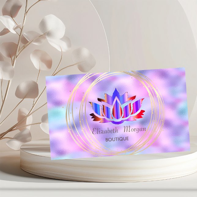 Carte De Visite Cercles d'or professionnels Lotus holographique (Créateur téléchargé)