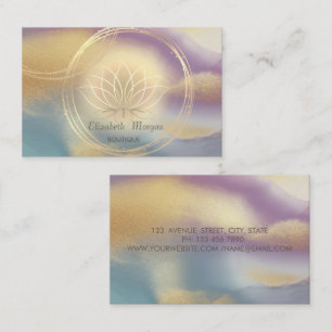 Carte De Visite Cercles dorés élégants Lotus holographique coloré