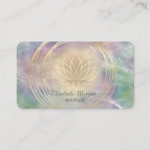 Carte De Visite Cercles élégants dorés Lotus Perle Holographique