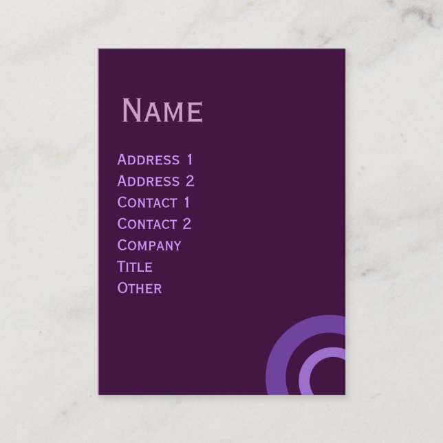 CARTE DE VISITE CERCLES GEOMETRIQUES ABSTRAITS VIOLET GRIS (Devant)