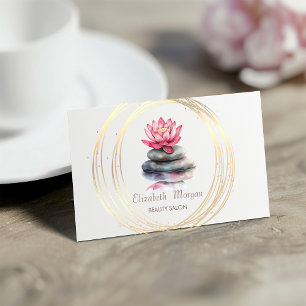 Carte De Visite Cercles Or Chic Lotus Zen Stones