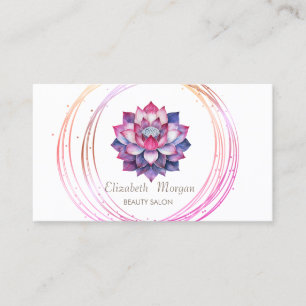 Carte De Visite Cercles Or Chic Violet Lotus Zen Stones