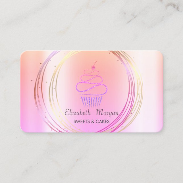 Carte De Visite Cercles professionnels élégants Cupcake pailleté  (Devant)
