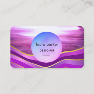 Carte De Visite Cercles violets modernes de lune en aquarelle vagu