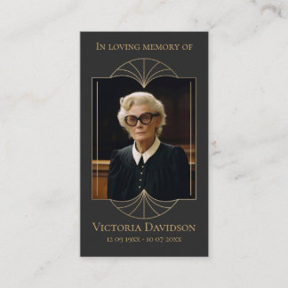 Carte De Visite Cérémonie funéraire Prière photo Golden Elegant Ca