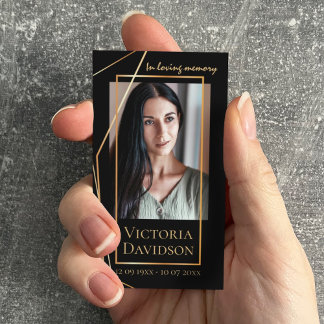 Carte De Visite Cérémonie funéraire Prière photo Golden Elegant Ca