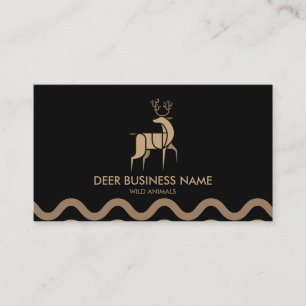 Carte De Visite Cerf animal de forêt minimaliste noir