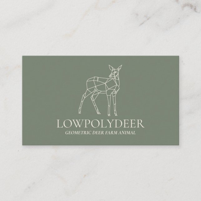 Carte De Visite Cerf Animal Sage Vert Lowpoly (Devant)