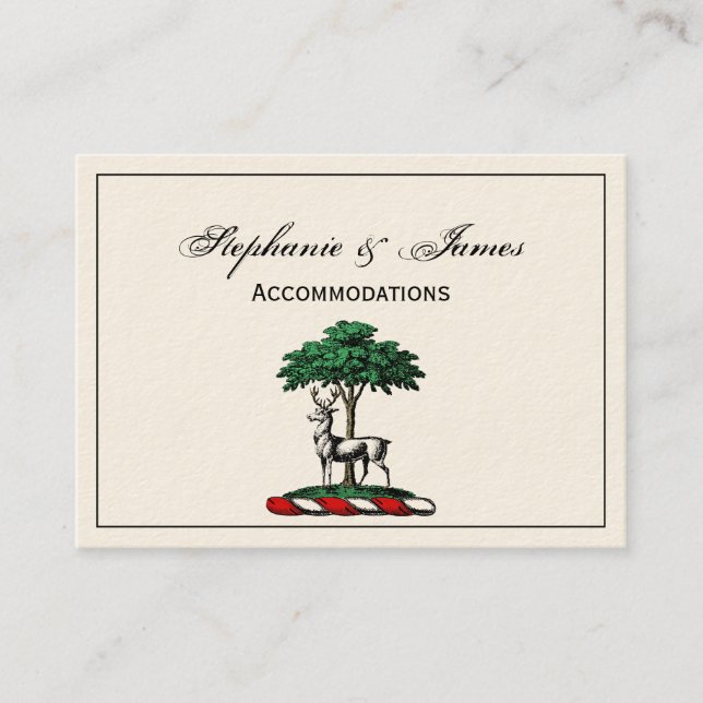 Carte De Visite Cerf Daim devant un Arbre Blason Emblématique (Devant)