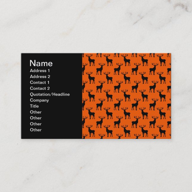 Carte De Visite Cerf élaphe sur fond orange vif (Devant)