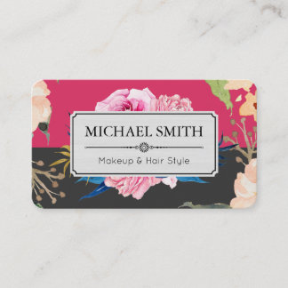 Carte De Visite Cerise Jet Floral Élégant Moderne Vintage