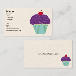 Carte De Visite Cerise sur le dessus Purple Frosting Vanilla Cupca