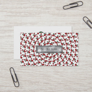 Carte De Visite Cerises Rouges Blanc (Toute Couleur) Fruité Person