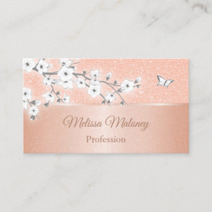 Carte De Visite Cerisier Blossom Rose Gold Grey