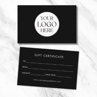 Carte De Visite Certificat-cadeau simple avec logo d'entreprise pe