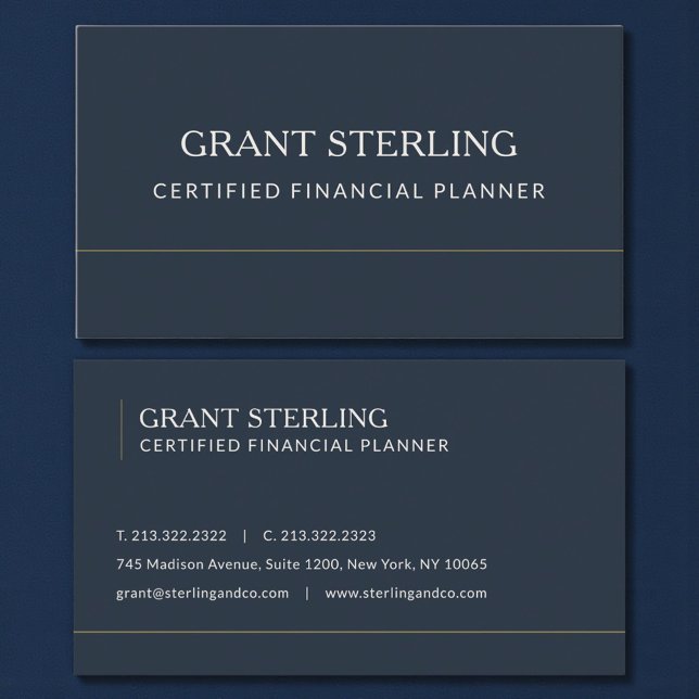Carte De Visite Certified Financial Planner Navy Blue Professional (Créateur téléchargé)